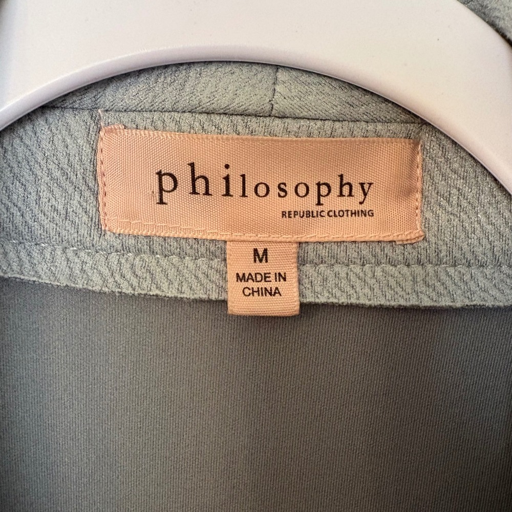 Philosophy Women's Small Oversized Faux Suede Light Blue Gray Long Jacket - Picture 3 of 6
